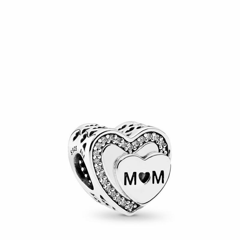 Pandora Tribute To Mom Charm Ireland - Sterling Silver/Cubic Zirconia - 185204XUY